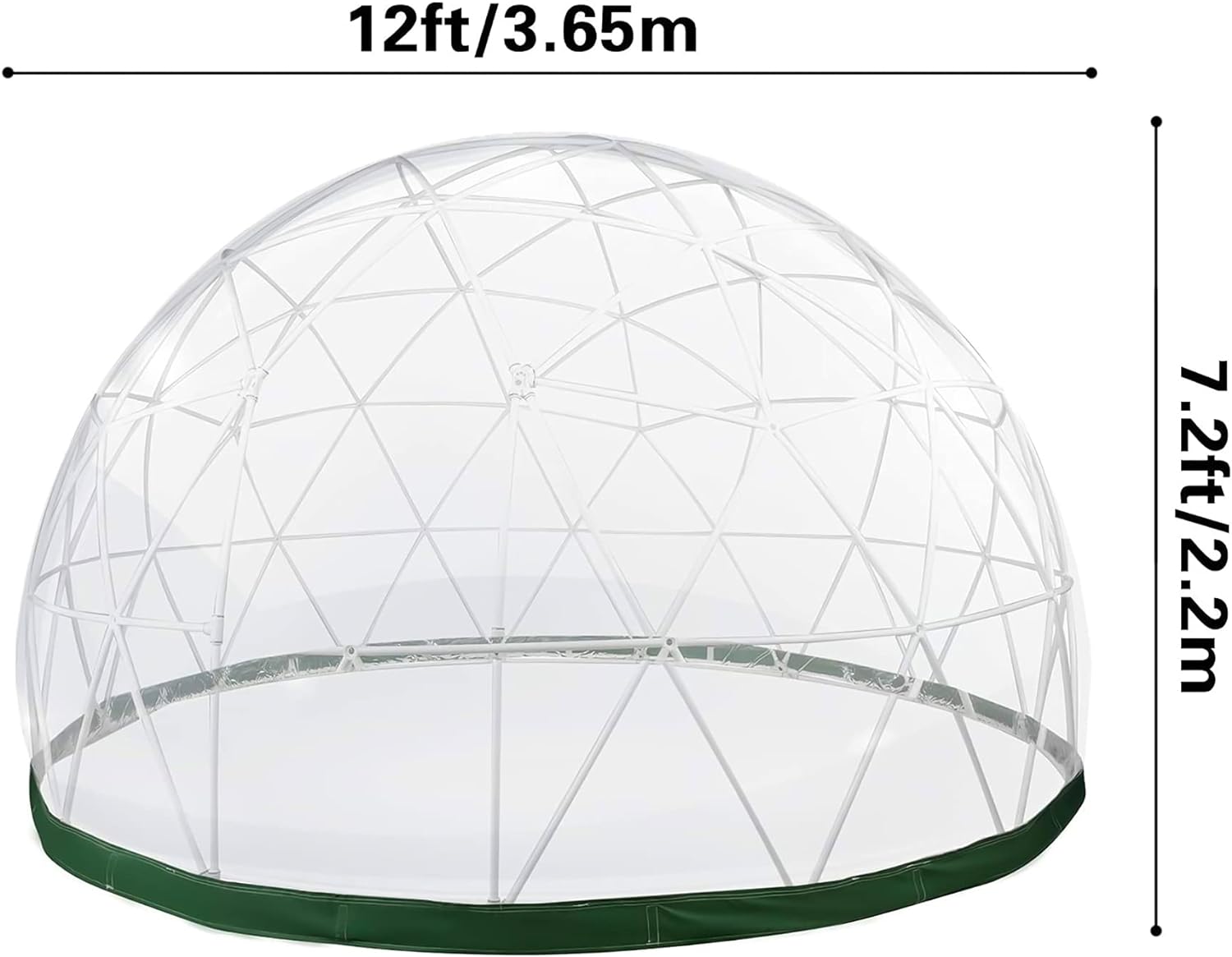 Bubble Tent Dome House Camping Tent 12ft, Garden Outdoor Clear Dome Shelter Geodesic Dome 5-7 Person for Backyard Patios, Canopy Gazebos Screen House Room Lean to Greenhouse