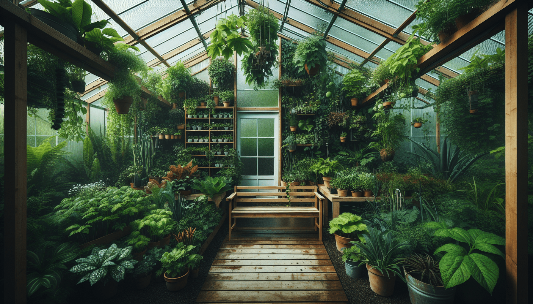 Greenhouse - frame, beds, bench, walls, doors  ideas!
