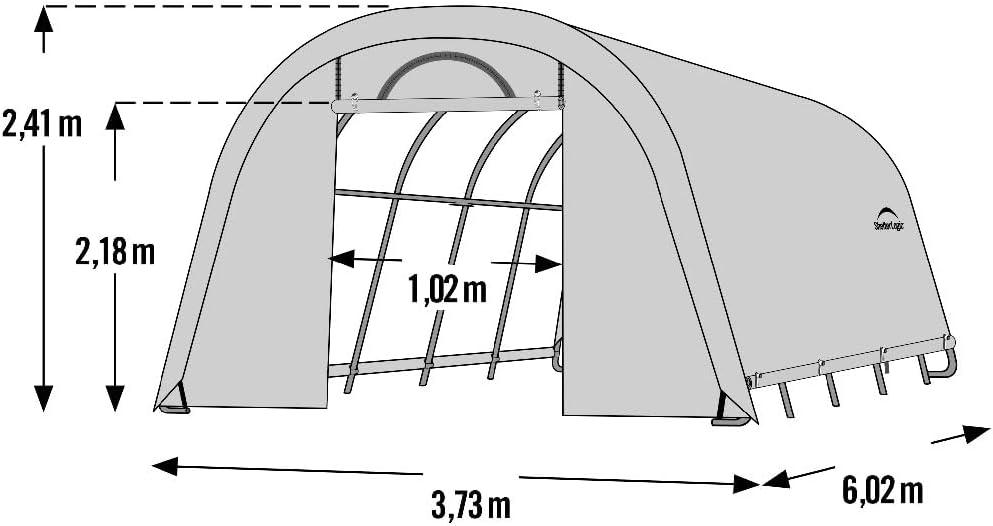 ShelterLogic 12 x 24 x 8 GrowIT Greenhouse Walk-Thru Access Round Roof Style Outdoor Backyard Garden Heavy Duty Plant Shelter