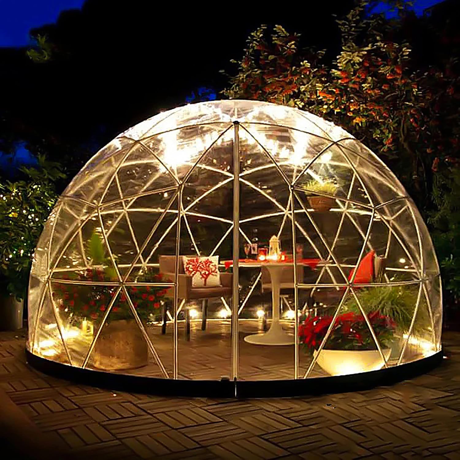 Greenhouse Garden Dome Igloo, 12 * 7.2 ft PVC Dome Tents, Weatherproof Greenhouse Garden Bubble Tent with 2 * 10m Light Strings, Transparent Garden Dome House for Outdoor, Party Greenhouse Garden Dome Igloo, 12 * 7.2 ft PVC Dome Tents, Weatherproof Greenhouse Garden Bubble Tent with 2 * 10m Light Strings, Transparent Garden Dome House for Outdoor, Party