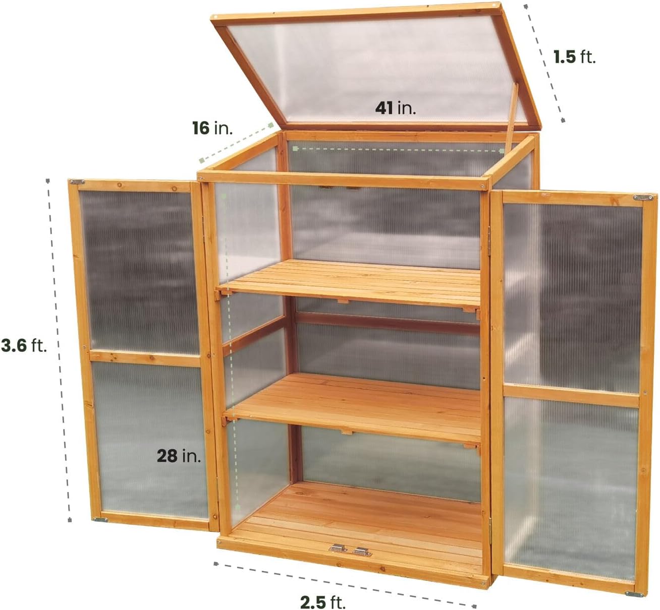 Hanover 8-Ft. x 6-Ft. Polycarbonate Walk-In Greenhouse with Planter Beds, Galvanized Steel Base, Aluminum Frame, Window and Roof Vent, Weather Resistant Flower House for Backyard or Garden