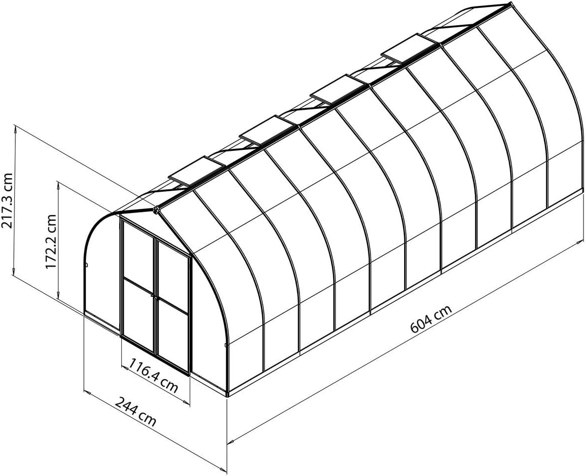 Palram - Canopia Bella Greenhouse Kit, 8x20, UV Protected, Wind  Weather Resistant, Polycarbonate Panels with Twin Glazing, Maintenance Free Outdoor Garden Walk-in Green Structure, 5 Year Warranty
