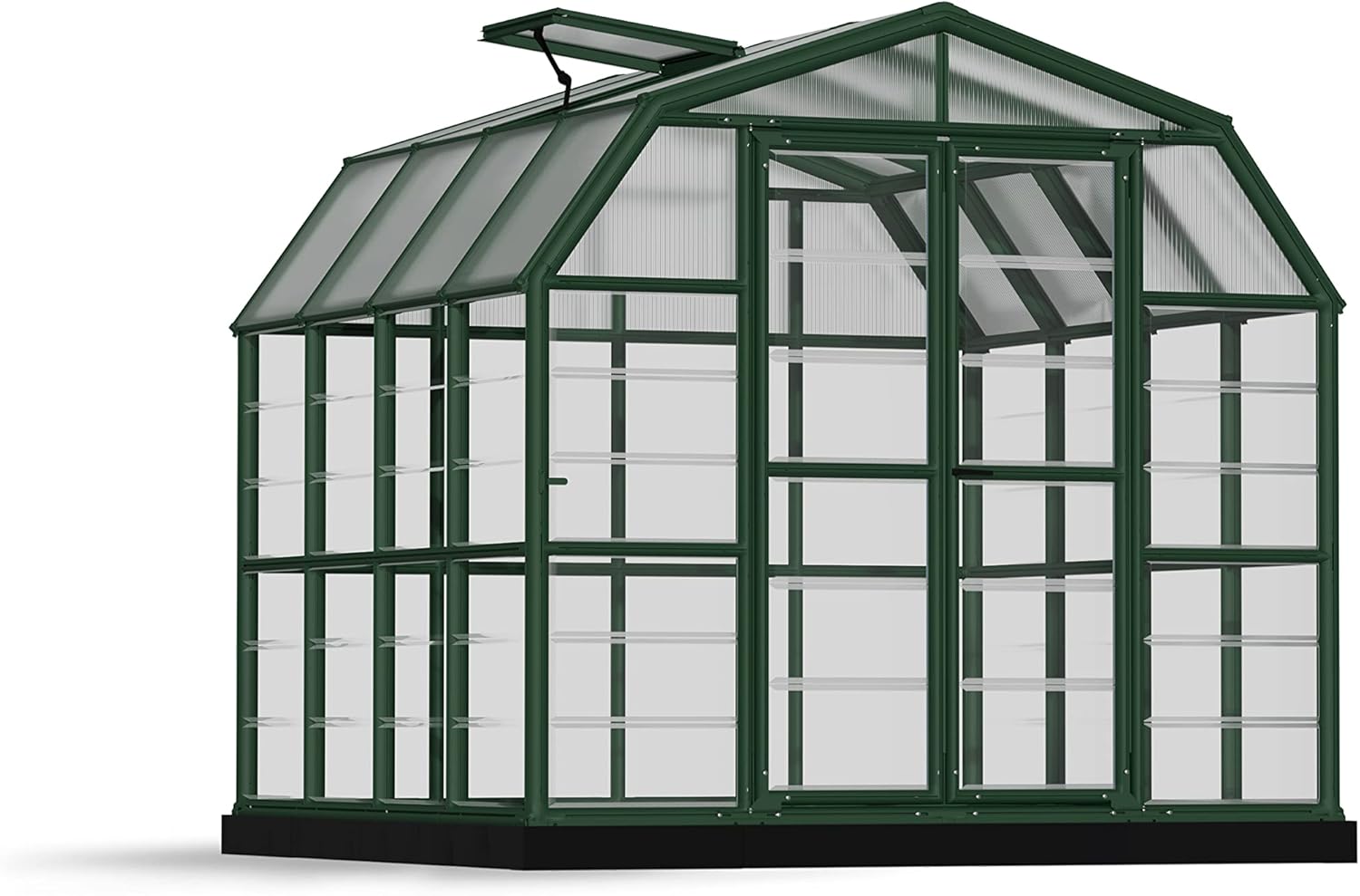Palram - Canopia Rion Grand Gardener 2, 8 Ft. x 12 Ft. Greenhouse, Large Clear Twin Wall Polycarbonate Heavy Duty Green House DIY Kit for Garden, Plants, Walk-In for Outdoors with Window Vent (Green)