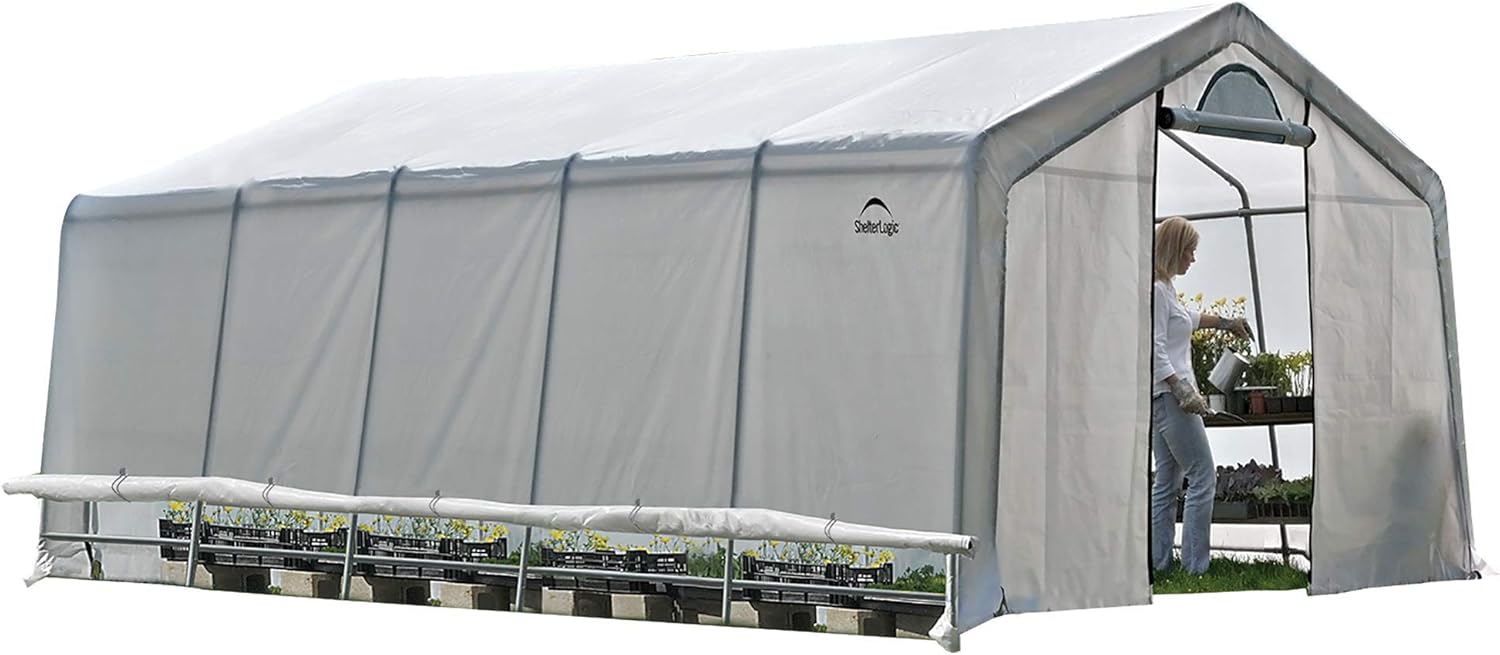 ShelterLogic 12 x 24 x 8 GrowIT Greenhouse Walk-Thru Access Peak Roof Style Outdoor Backyard Garden Heavy Duty Plant Shelter ShelterLogic 12 x 24 x 8 GrowIT Greenhouse Walk-Thru Access Peak Roof Style Outdoor Backyard Garden Heavy Duty Plant Shelter