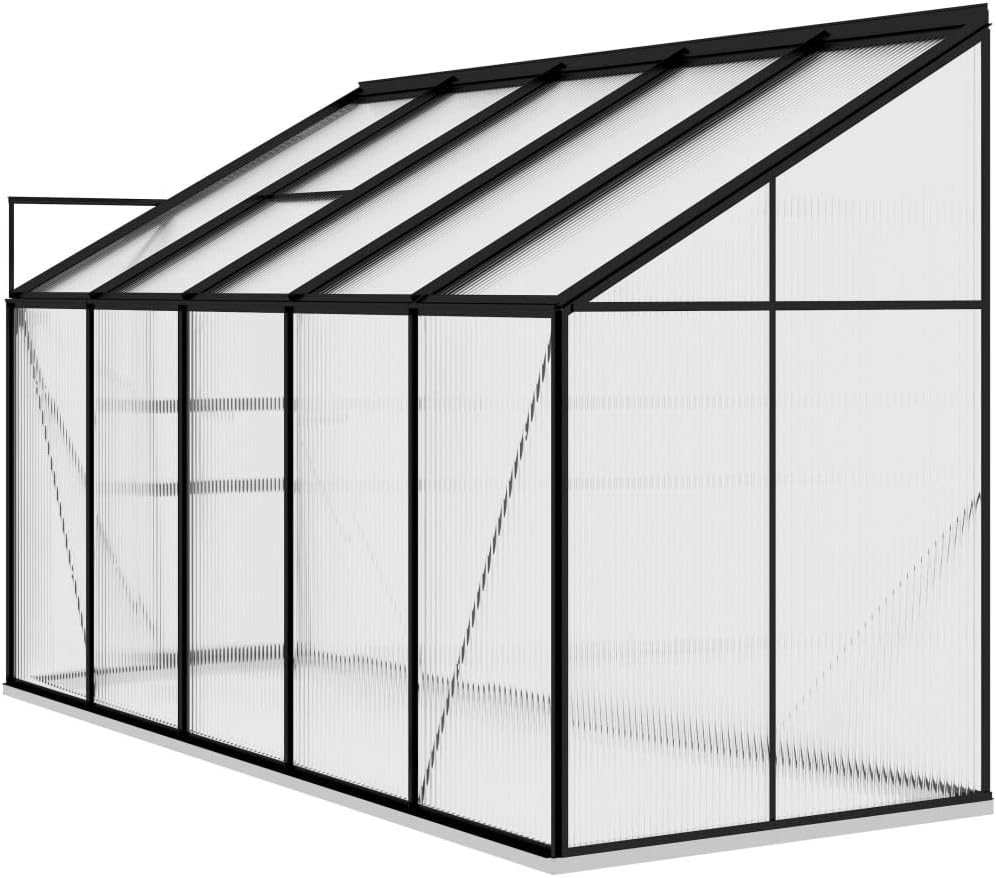 vidaXL Spacious Greenhouse 42.4 ft² with Transparent PC Board, Sturdy Aluminum Construction, and Roof Vent - Anthracite