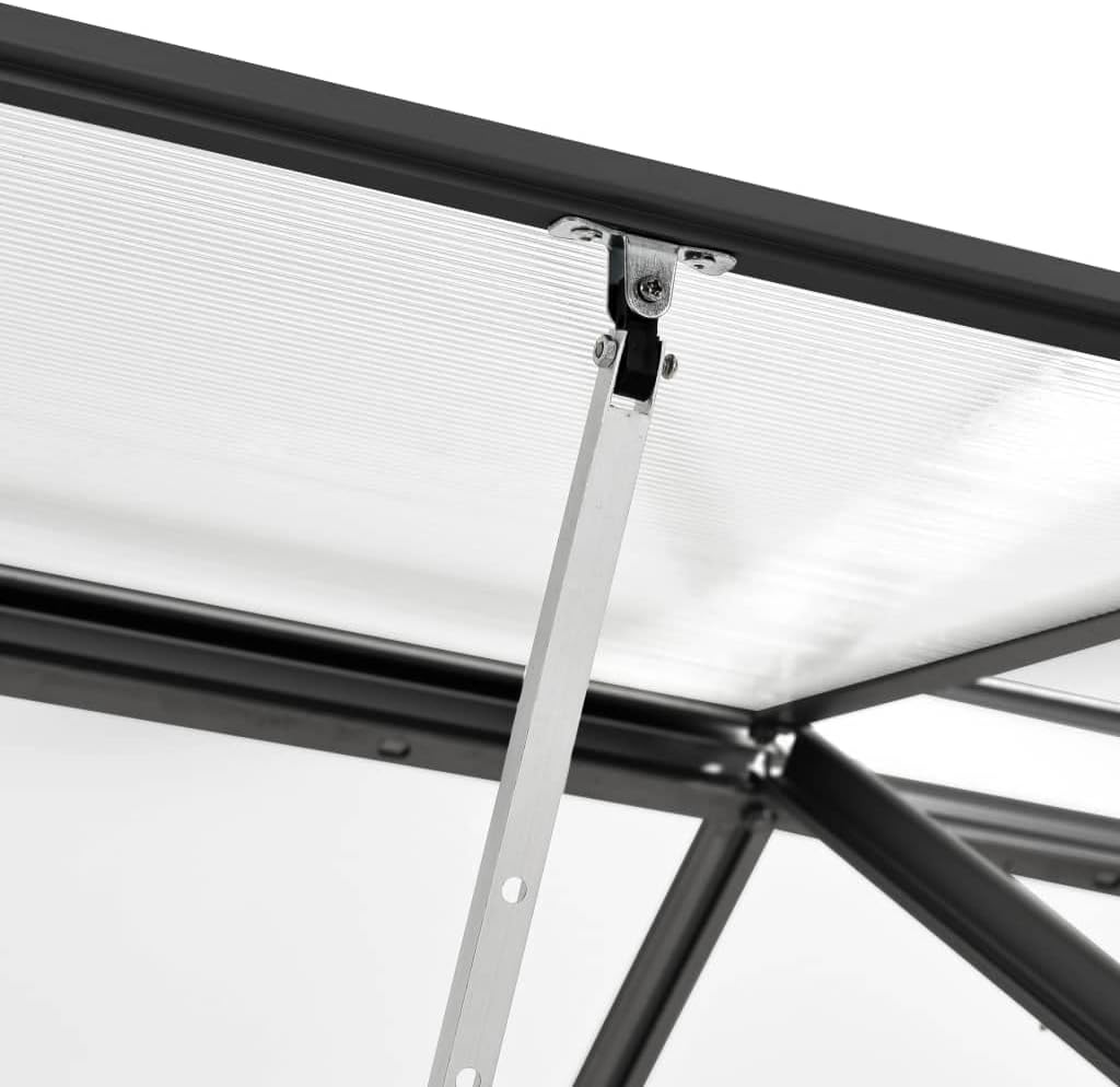 vidaXL Spacious Greenhouse 42.4 ft² with Transparent PC Board, Sturdy Aluminum Construction, and Roof Vent - Anthracite