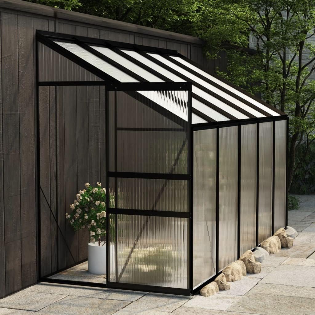 vidaXL Spacious Greenhouse 42.4 ft² with Transparent PC Board, Sturdy Aluminum Construction, and Roof Vent - Anthracite