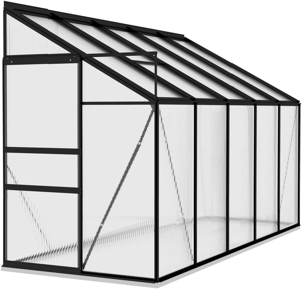 vidaXL Spacious Greenhouse 42.4 ft² with Transparent PC Board, Sturdy Aluminum Construction, and Roof Vent - Anthracite