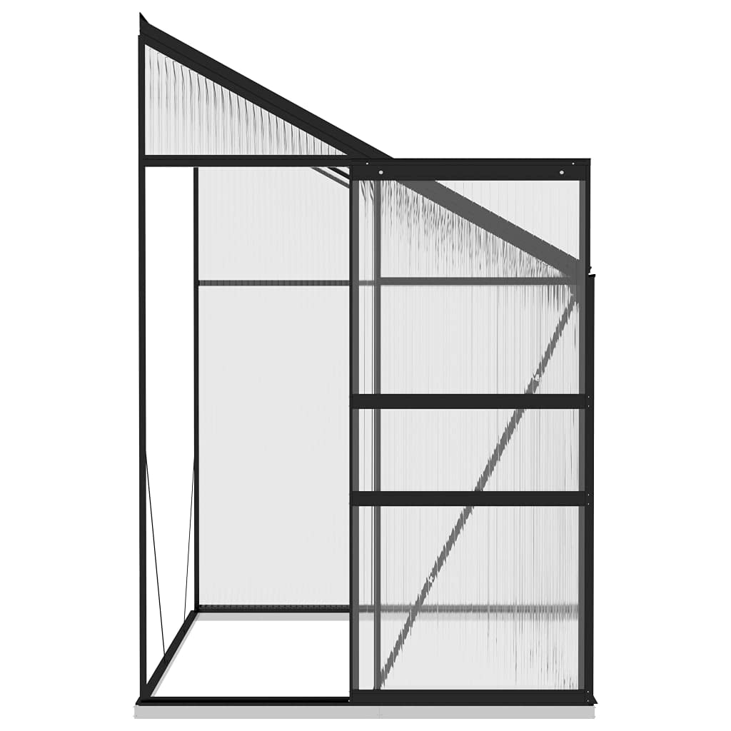 vidaXL Spacious Greenhouse - Anthracite Aluminum Construction, Perfect for Hobby Gardening - Transparent PC Board for Easy Plant Observation - Optimal Roof Vent, Lightweight and Movable Structure.