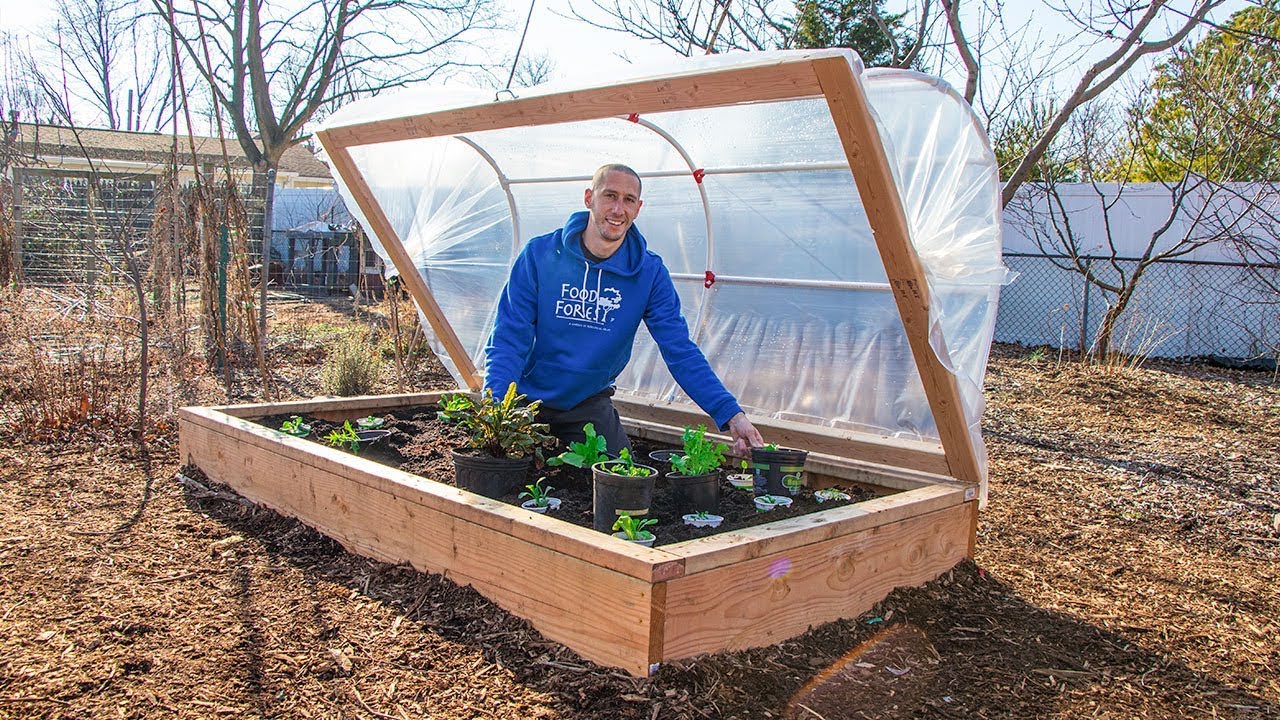 How to Build a HINGED HOOPHOUSE for a Raised Bed Garden