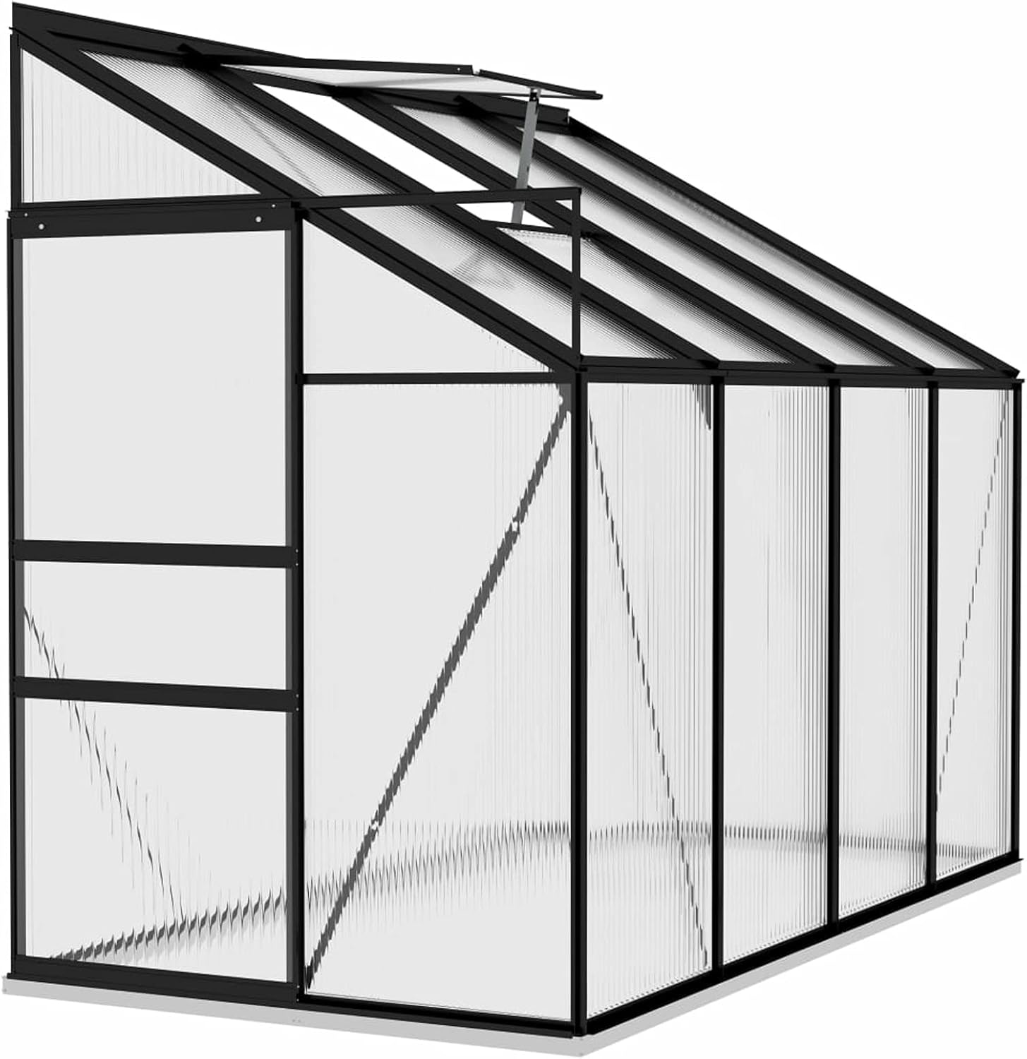 Tidyard Greenhouse with Door and Roof Vent PC Board Walk-in Plant Gardening Outdoor Herbs Flowers Vegetable House for Balcony, Deck, Garden 50.3 x 97.6 x 51.5/78.3 Inches (L x W x H)