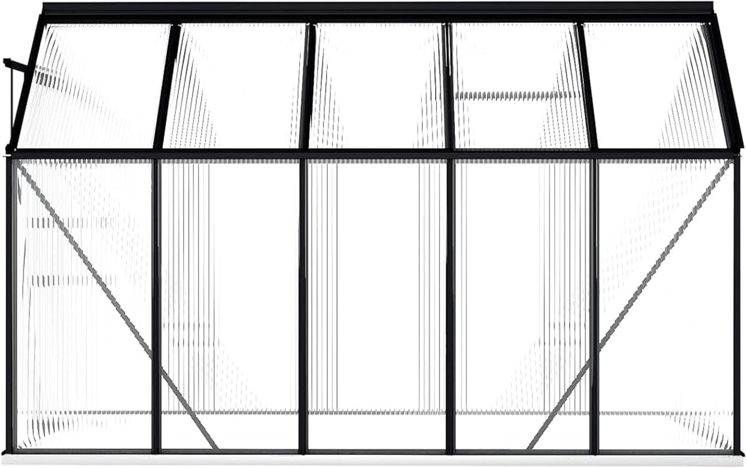 Gardening Cold Frames Glass,Anthracite Greenhouse,Greenhouse with Base Frame Anthracite Aluminum 63.4 ft²