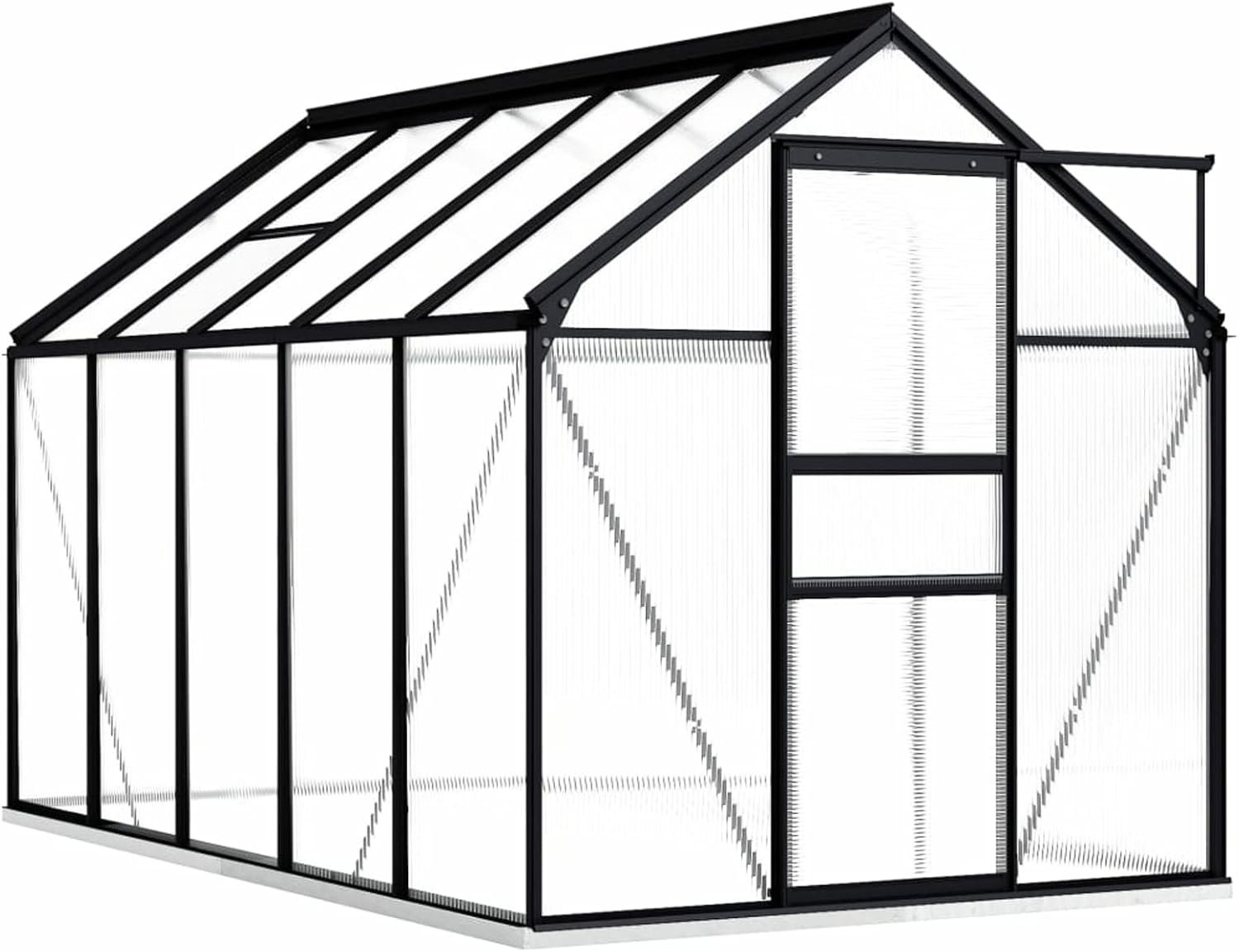 Gardening Cold Frames Glass,Anthracite Greenhouse,Greenhouse with Base Frame Anthracite Aluminum 63.4 ft²