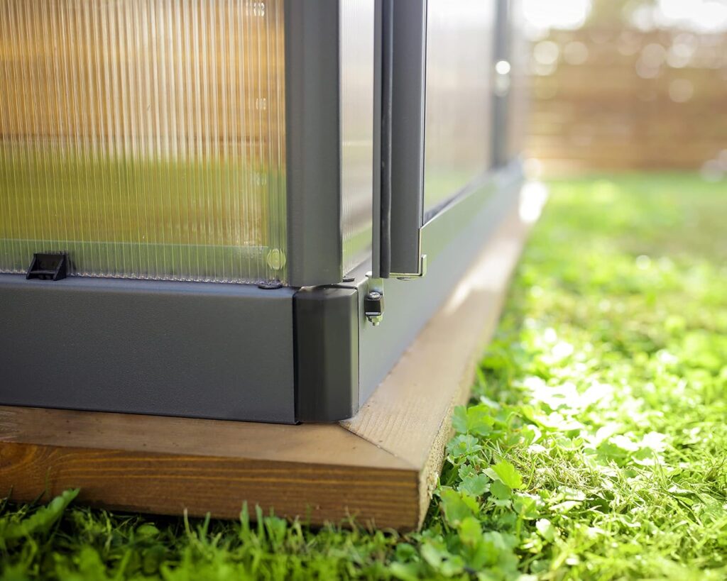 Canopia 6x4 Greenhouse Kit, Hobby Walk-In Twin-Wall UV Polycarbonate Heavy Duty Aluminum Frame, Lockable Door, Adjustable Roof Vent, Rain Gutters, Galvanized Steel Base, Canopia Mythos (Gray)