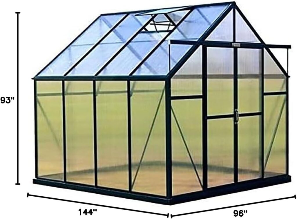Grandio Greenhouses Ascent 8x12 Kit, Heavy Duty for Winter, Polycarbonate Green House for Outdoors