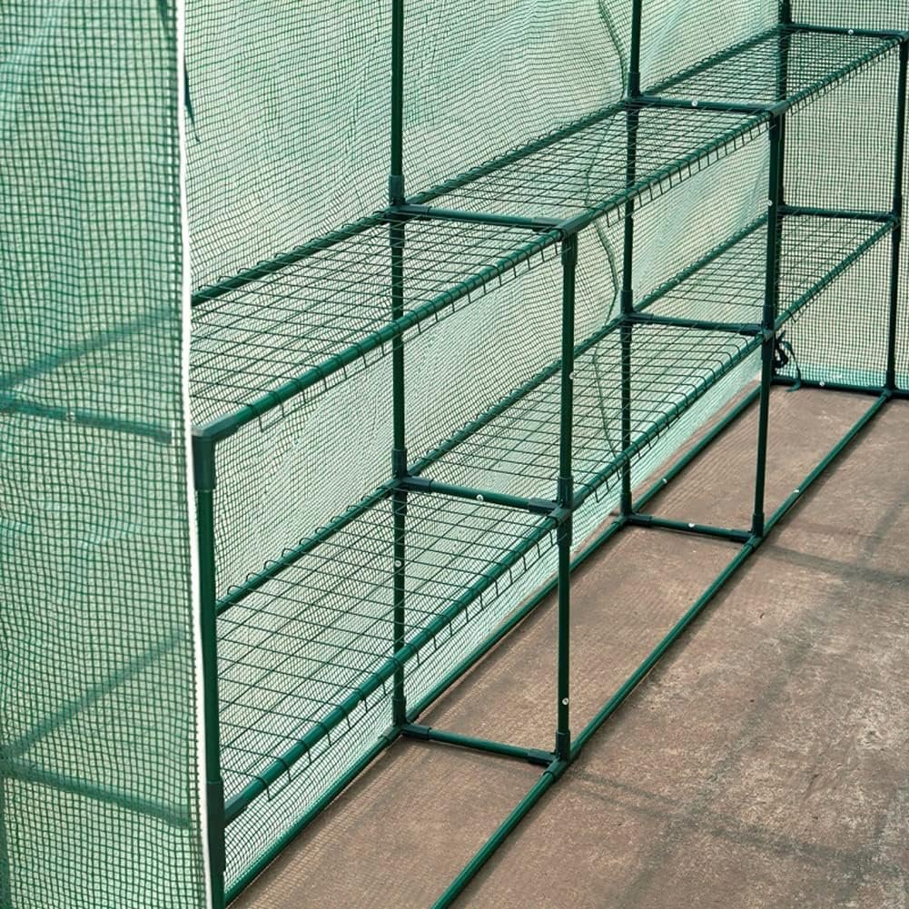 Mini Lean-to Greenhouse, Half Greenhouse Portable Wall Shed Flower House with PE Cover and Shelf for Compact Garden Storage Utility Room