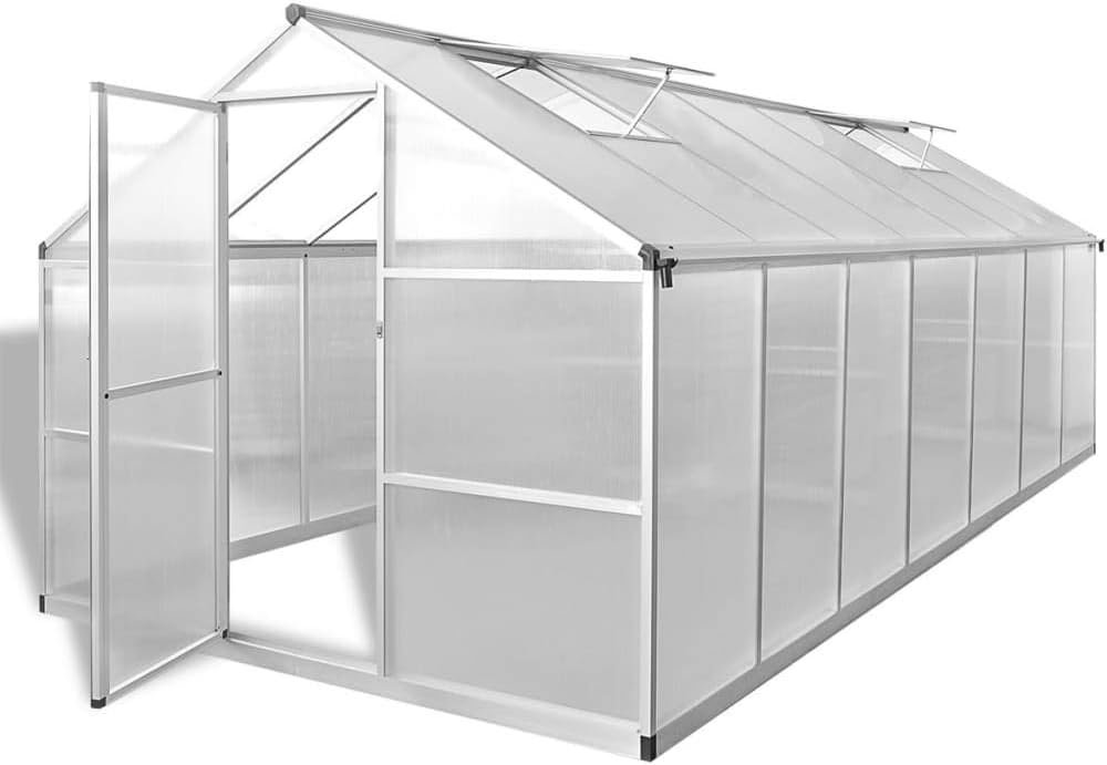 Walk-in Portable Greenhouse Polycarbonate Outdoor Garden Green House, Sunroom, Large Green House for Plants, Aluminum Construction, with Gutter System and roof Vent 49.5ft²
