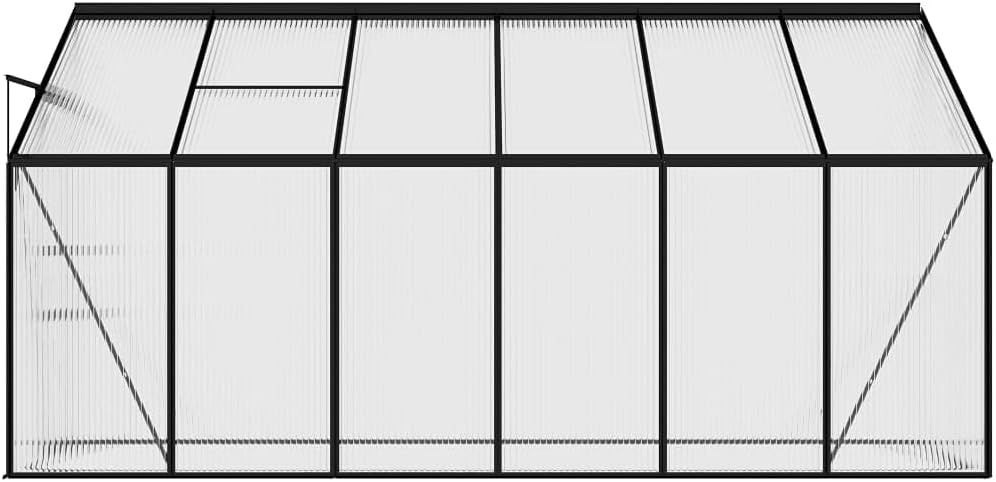 vidaXL Greenhouse Anthracite Aluminum - Spacious (262.7ft³), Transparent PC Board, Durable Aluminum Construction, Regulated Ventilation, Safety Compliant