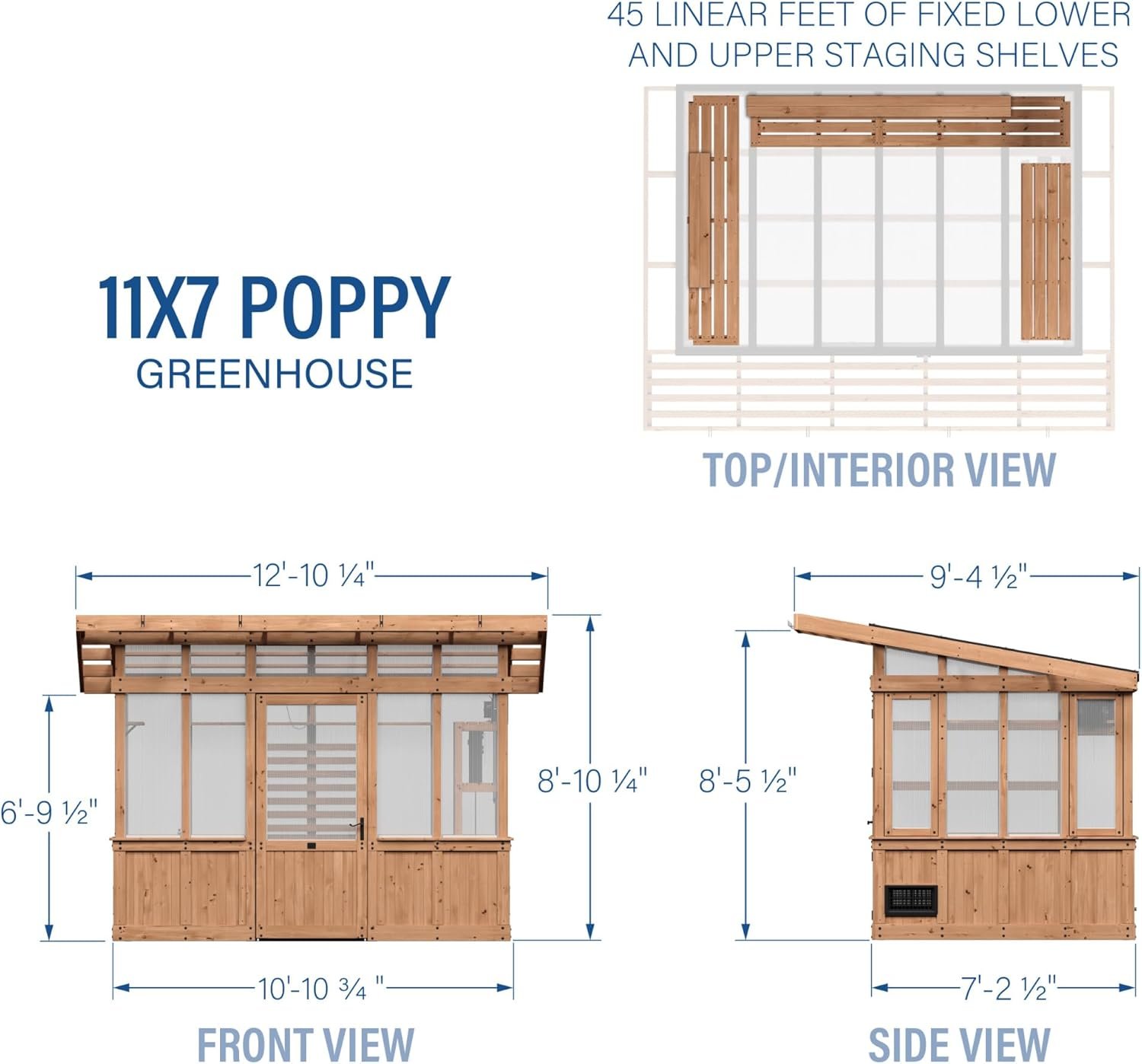 Backyard Discovery Poppy x Cedar Wood and Polycarbonate Walk-In Greenhouse Kit with Exhaust Fan, Windows, Hose Hook-Ups, PowerPort, Staging Shelves, Plant Hooks for Year-Round Outdoor Gardening Backyard Discovery Poppy x Cedar Wood and Polycarbonate Walk-In Greenhouse Kit with Exhaust Fan, Windows, Hose Hook-Ups, PowerPort, Staging Shelves, Plant Hooks for Year-Round Outdoor Gardening