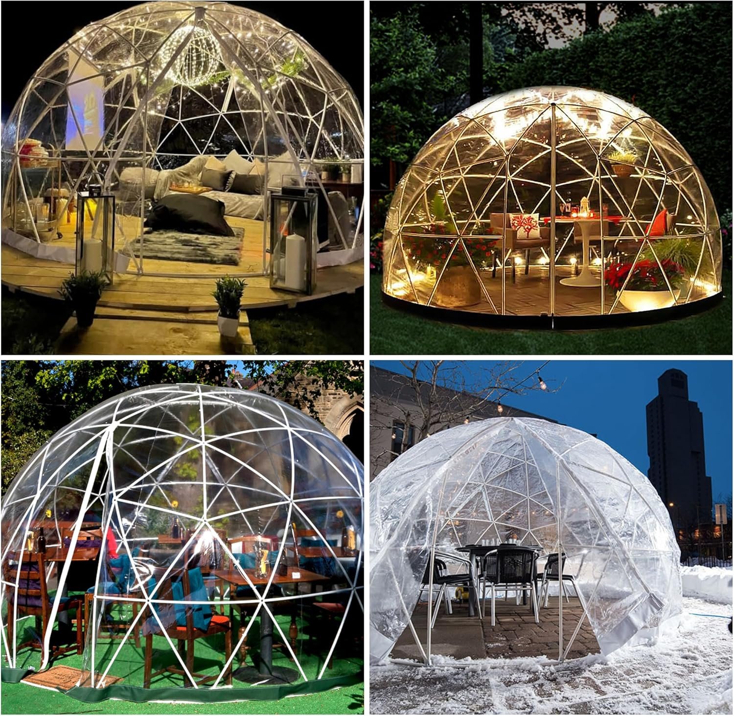 Outdoor Garden Dome Igloo, * 7.2 ft PVC Dome Tents Weatherproof Greenhouse Garden Bubble Tent, Clear Pod Cover Dome Geodesic Kit Moon Dome House Gazebos Home for Backyard, Camping, Party Event