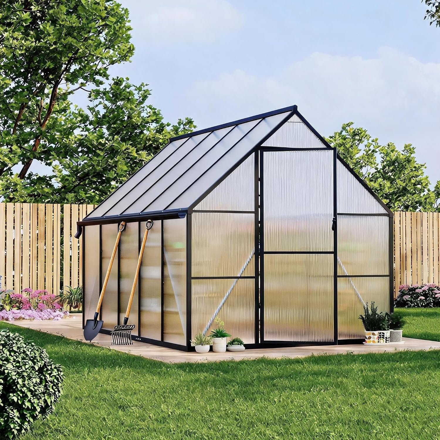 6x4 Aluminum-Framed Polycarbonate Greenhouse, Heavy Duty Polycarbonate Greenhouse with Quick Setup Structure and Roof Vent, Large Enhanced Aluminum GreenhouseKit for Outdoors