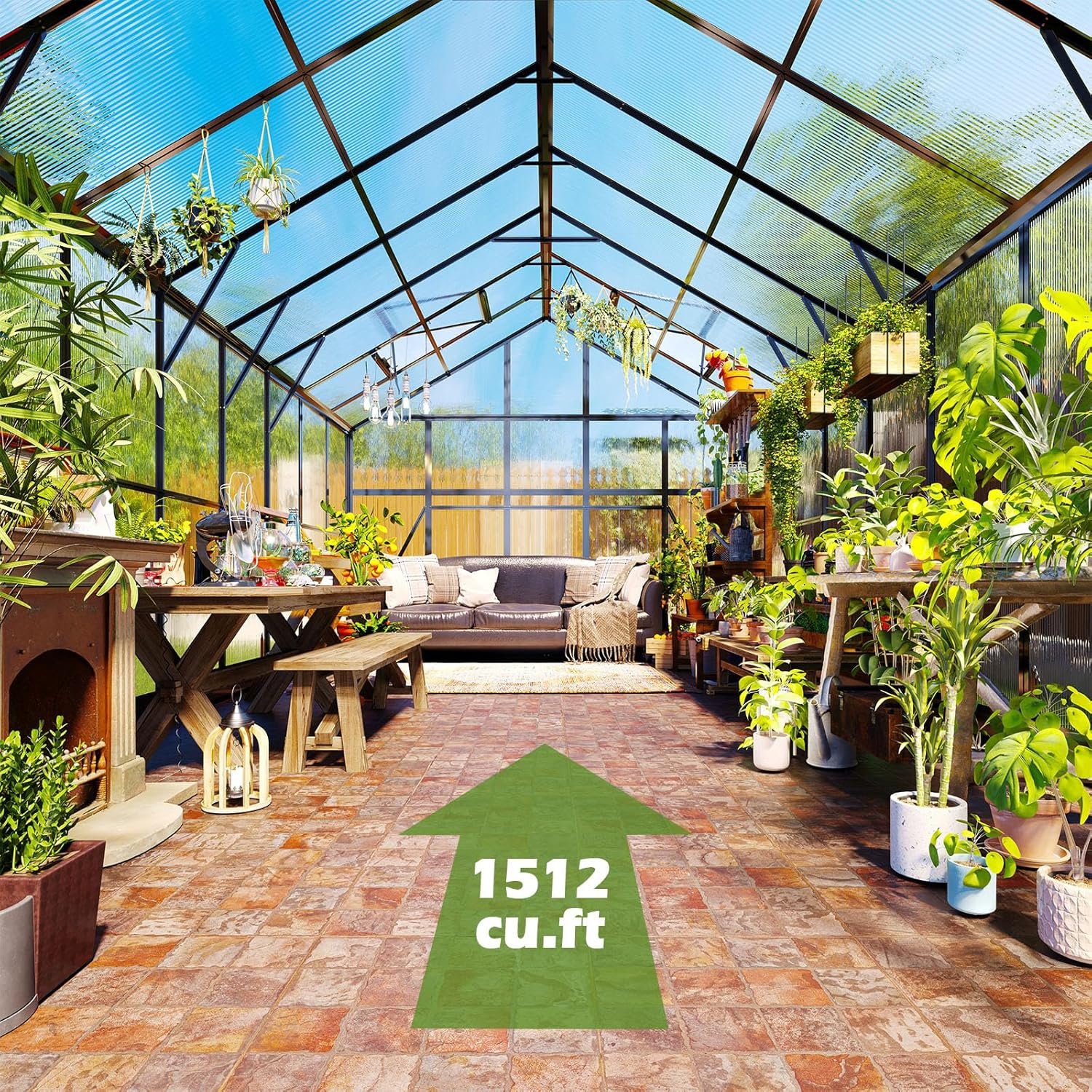 AMERLIFE 10x18x8.4 FT Polycarbonate Greenhouse with Roof Vents  Rain Gutter, Heavy Duty Aluminum Greenhouse for Outdoor Garden Backyard, Black