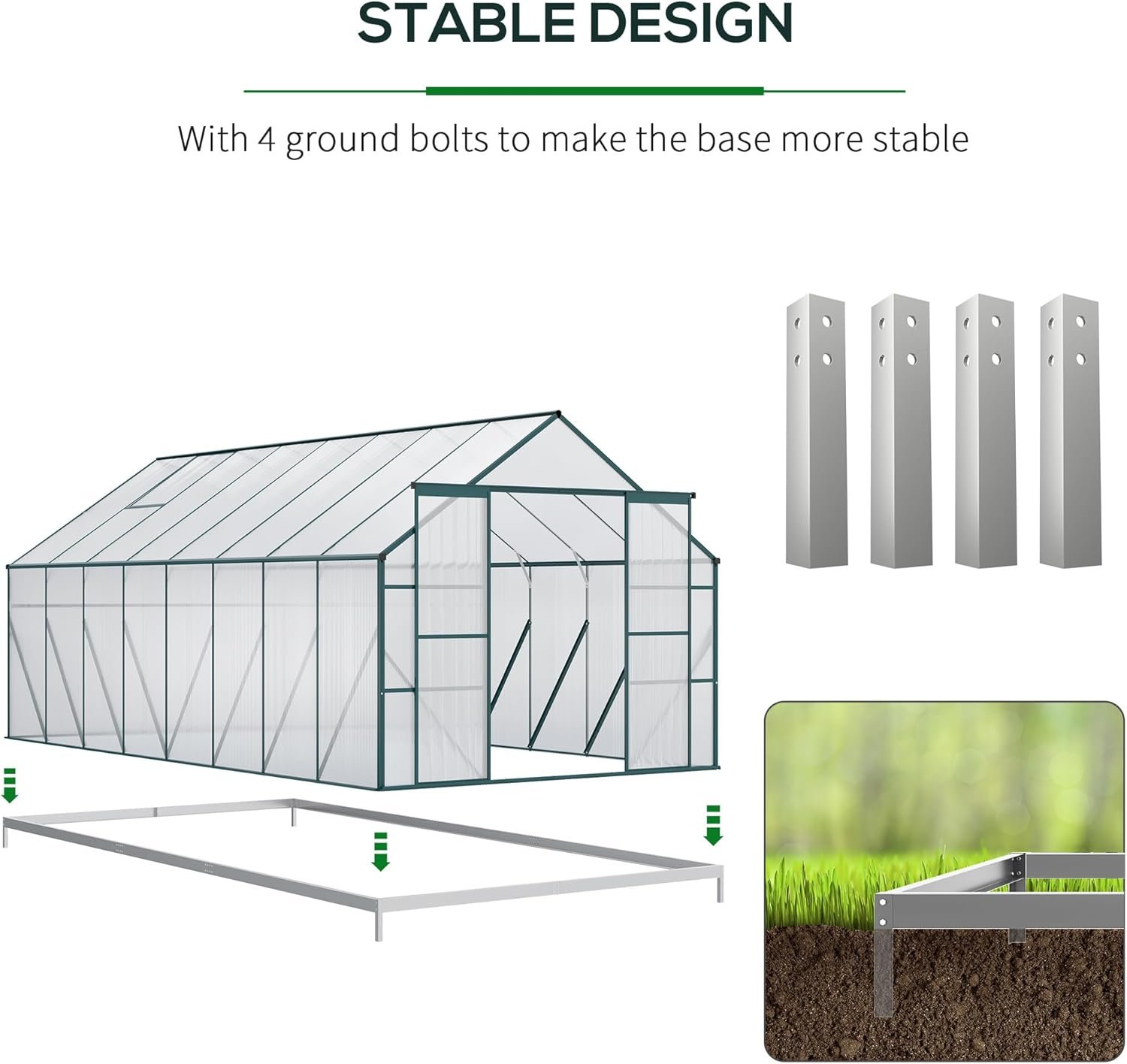 Outsunny x Polycarbonate Greenhouse with Aluminum Frame, Walk-in Garden Greenhouse Kit with Adjustable Roof Vent, Rain Gutter and Sliding Door for Backyard, Patio, Clear Outsunny x Polycarbonate Greenhouse with Aluminum Frame, Walk-in Garden Greenhouse Kit with Adjustable Roof Vent, Rain Gutter and Sliding Door for Backyard, Patio, Clear