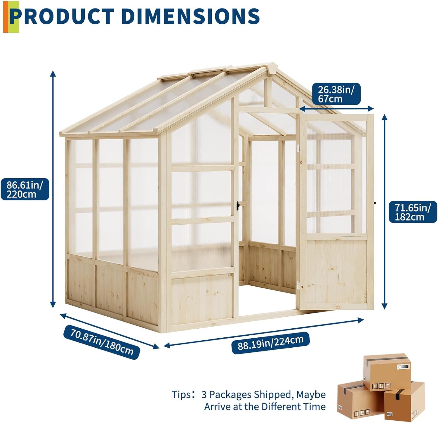Wooden Greenhouse, 6x8FT Greenhouses with Lockable Door, Wood Frame Adjustable Vent, Greenhouse with for Outdoor, Garden, Yard, Light Brown Wooden Greenhouse, 6x8FT Greenhouses with Lockable Door, Wood Frame Adjustable Vent, Greenhouse with for Outdoor, Garden, Yard, Light Brown