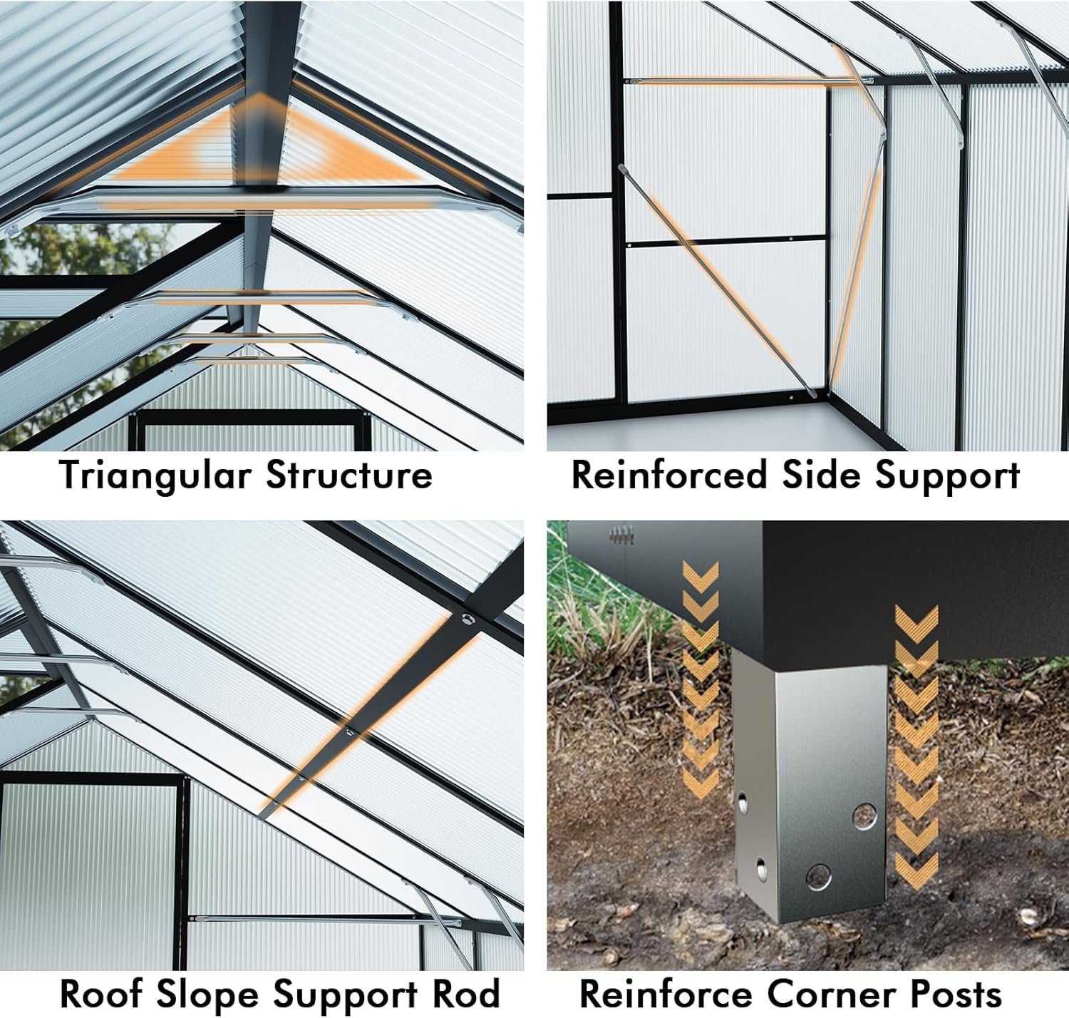 10X12FT Greenhouse for Outdoors with Electronic Thermometers, Green Houses for Outside Heavy Duty with Aluminum Frame Withstands Strong Wind or Snow, Large Walk-in Greenhouse for Backyard or Garden