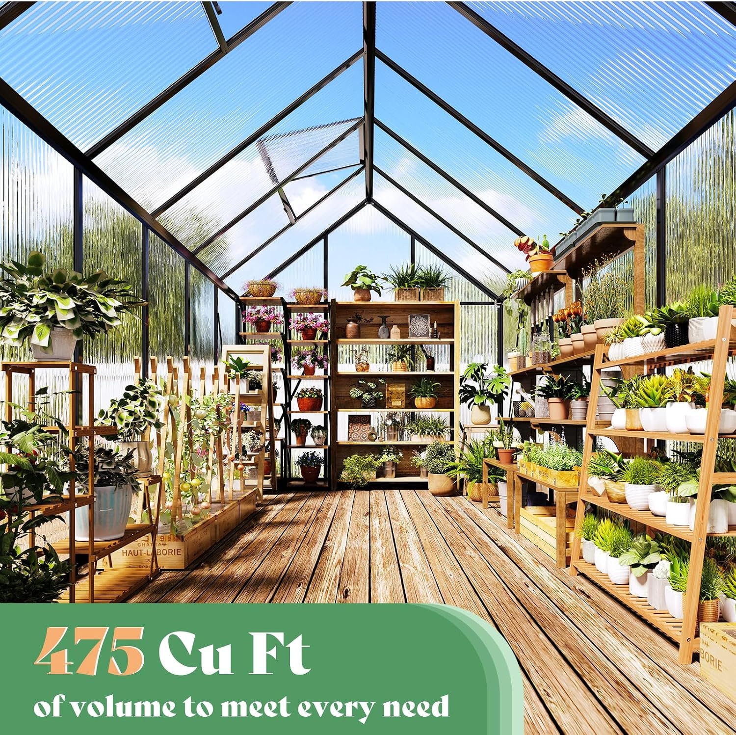 AMERLIFE 6x16 Ft Polycarbonate Greenhouse for Outdoors, Walk-in Design with Aluminum Frame, Windows and Swing Door, Heavy-Duty Greenhouse Construction for Garden, Black AMERLIFE 6x16 Ft Polycarbonate Greenhouse for Outdoors, Walk-in Design with Aluminum Frame, Windows and Swing Door, Heavy-Duty Greenhouse Construction for Garden, Black