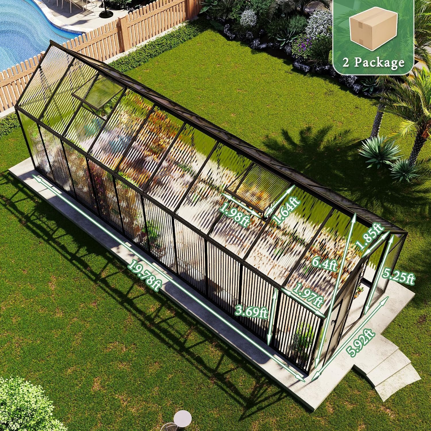 AMERLIFE 6x16 Ft Polycarbonate Greenhouse for Outdoors, Walk-in Design with Aluminum Frame, Windows and Swing Door, Heavy-Duty Greenhouse Construction for Garden, Black AMERLIFE 6x16 Ft Polycarbonate Greenhouse for Outdoors, Walk-in Design with Aluminum Frame, Windows and Swing Door, Heavy-Duty Greenhouse Construction for Garden, Black