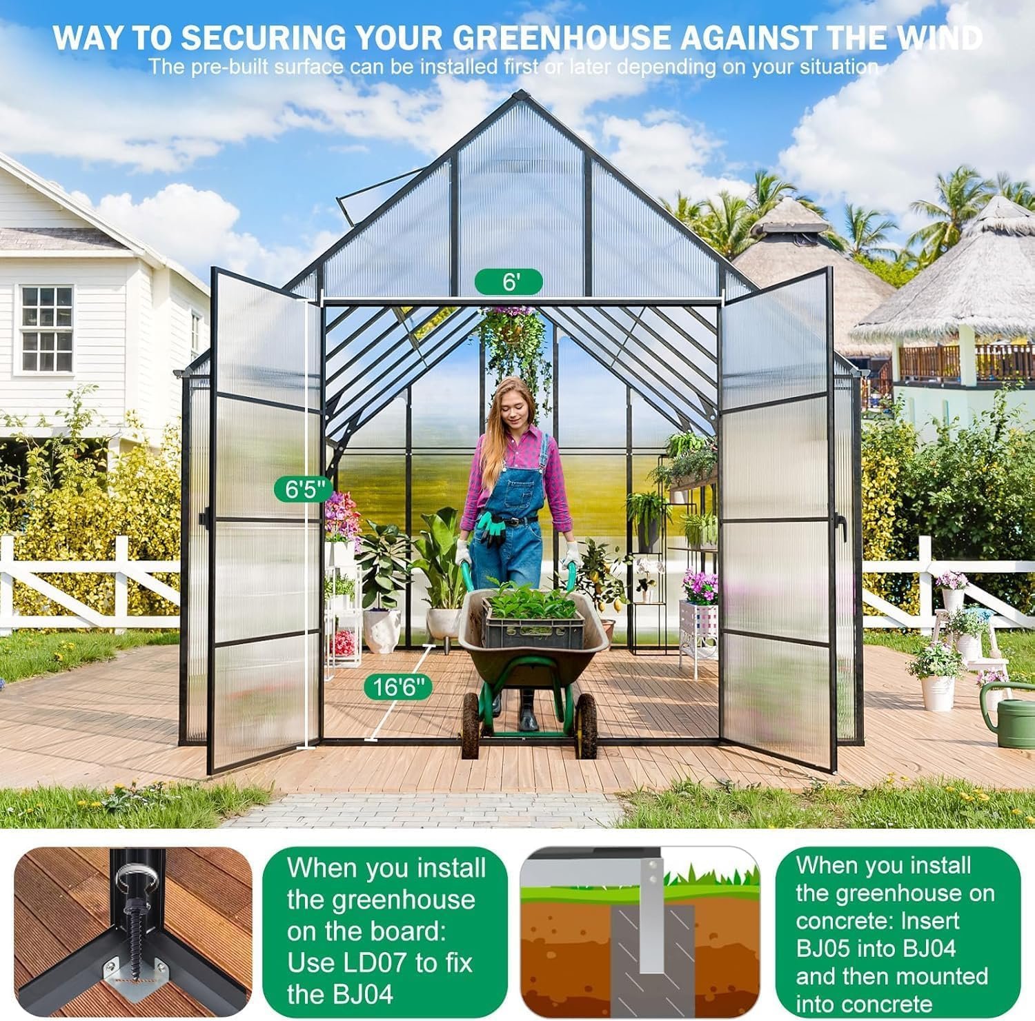 CDCASA 16.5x10.2 FT Greenhouse for Outdoors,Easy Assembly Large Polycarbonate Greenhouse Aluminum Greenhouses w/3 Vents Window, Swing Door, Garden Walk-in Green House CDCASA 16.5x10.2 FT Greenhouse for Outdoors,Easy Assembly Large Polycarbonate Greenhouse Aluminum Greenhouses w/3 Vents Window, Swing Door, Garden Walk-in Green House